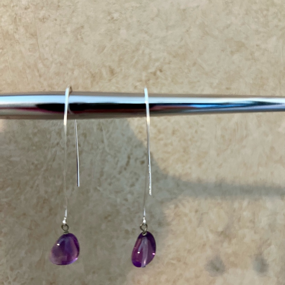 Elegant Silver and Purple Drop Earrings